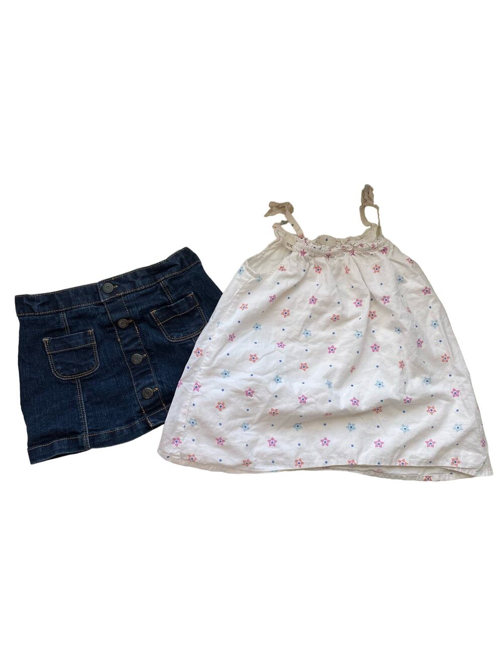 Toughskins Arizona Jean Company Toddler Size 4T Outfit Jean Skirt Casual Top